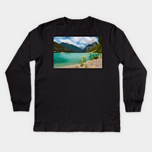 Beach and Mountains Digital Painting Kids Long Sleeve T-Shirt